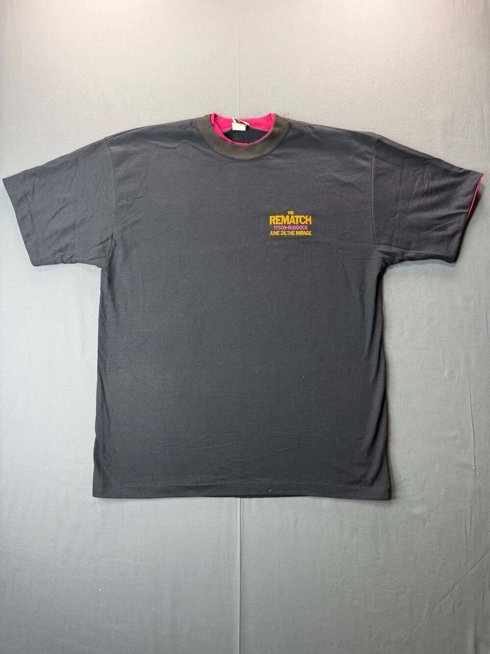 Vintage 90s The Rematch Mike Tyson Ruddock The Mirage Las Vegas Black T-Shirt XL